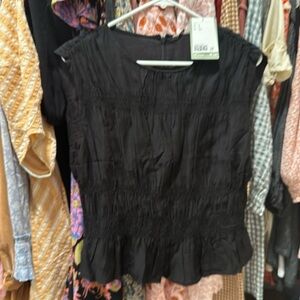 H&M blouse gathered Black small